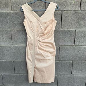 Sportmax Pale Peach Sleeveless V-Neck Ruched Mini Dress